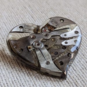Heart steampunk brooch